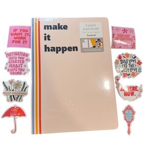 Pearhead Colorful 3 pack Journal Set with 8 stickers NWT